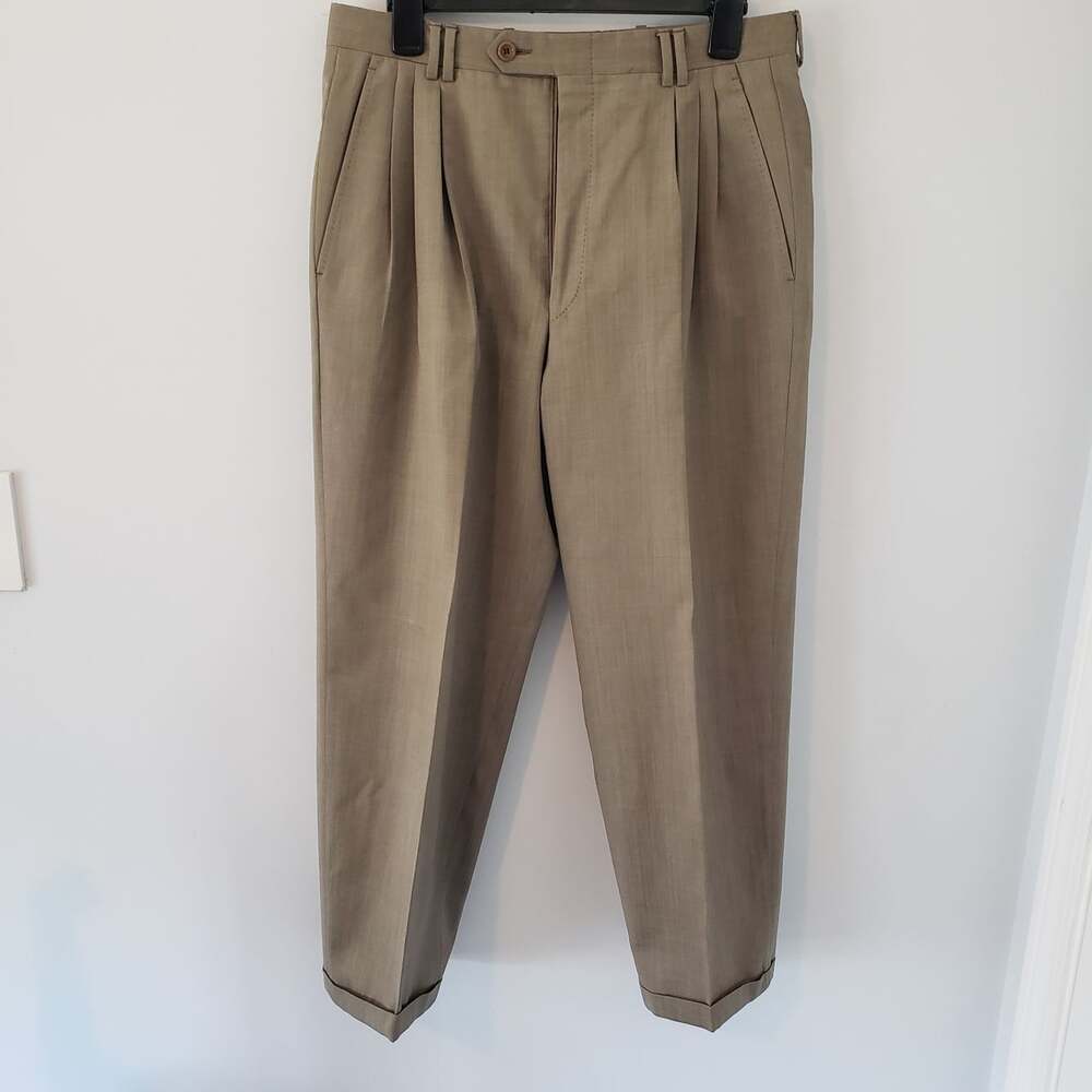 Canali Mens taupe Pleated Pure Wool Classic Dress Pants Size 31R